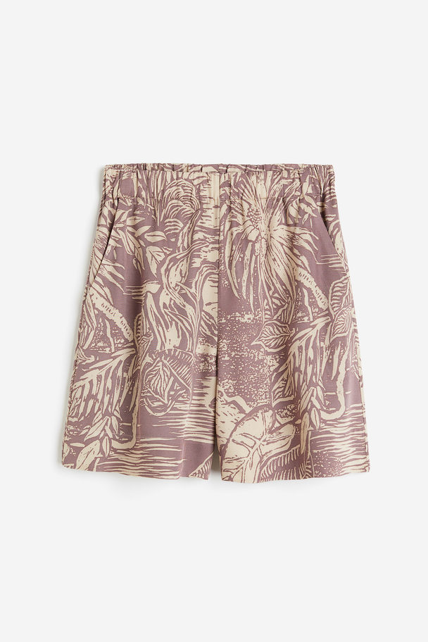 H&M Dra-på-shorts I Twill Puderrosa/mönstrad
