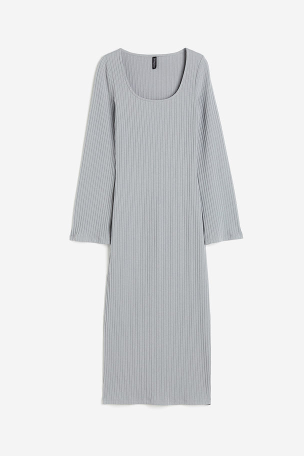 H&M Ribbed Bodycon Dress Light Grey