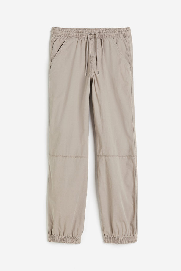 H&M Low-waisted Pull-on Trousers Light Greige