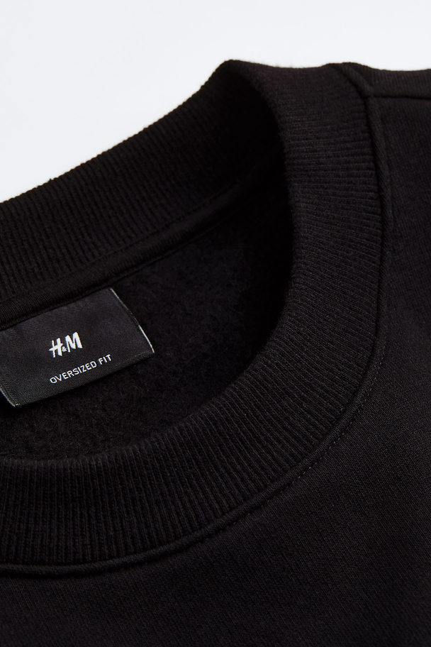 H&M Oversized Fit Sweatshirt Black/homerun