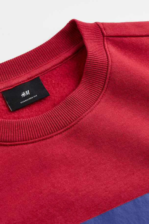 H&M Oversized Fit Sweatshirt Red/new York