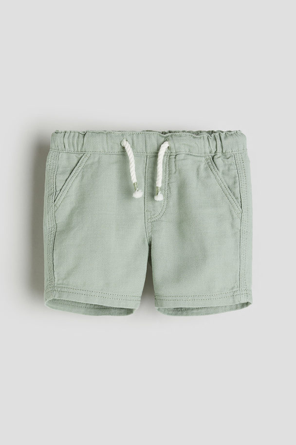 H&M Baumwollshorts Helles Mattgrün