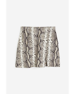 Short Wrapover Skirt Greige/snakeskin-patterned