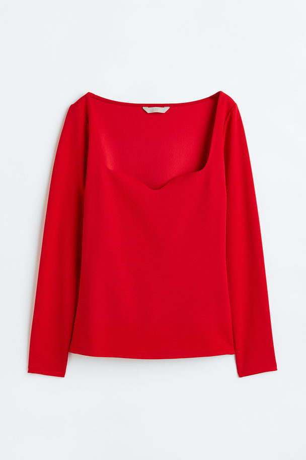 H&M Fitted Jersey Top Red