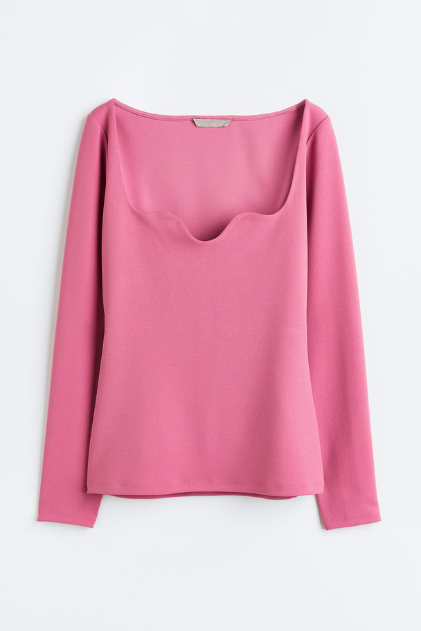 H&M Fitted Jersey Top Pink