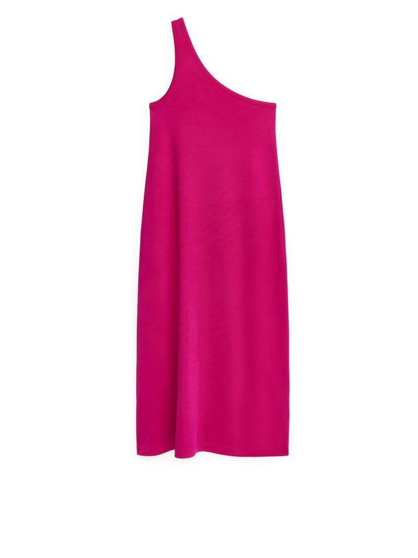 ARKET One Shoulder Jersey Dress Pink