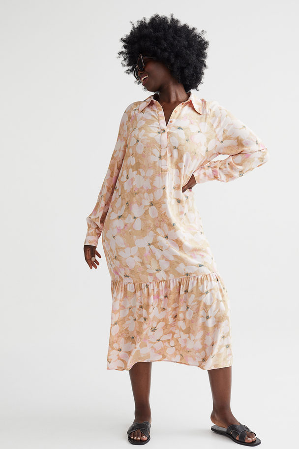 H&M Patterned Shirt Dress Beige/floral