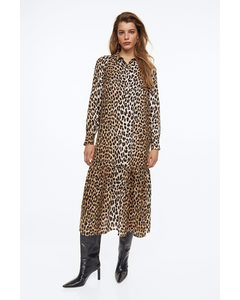 Patterned Shirt Dress Brown/leopard Print