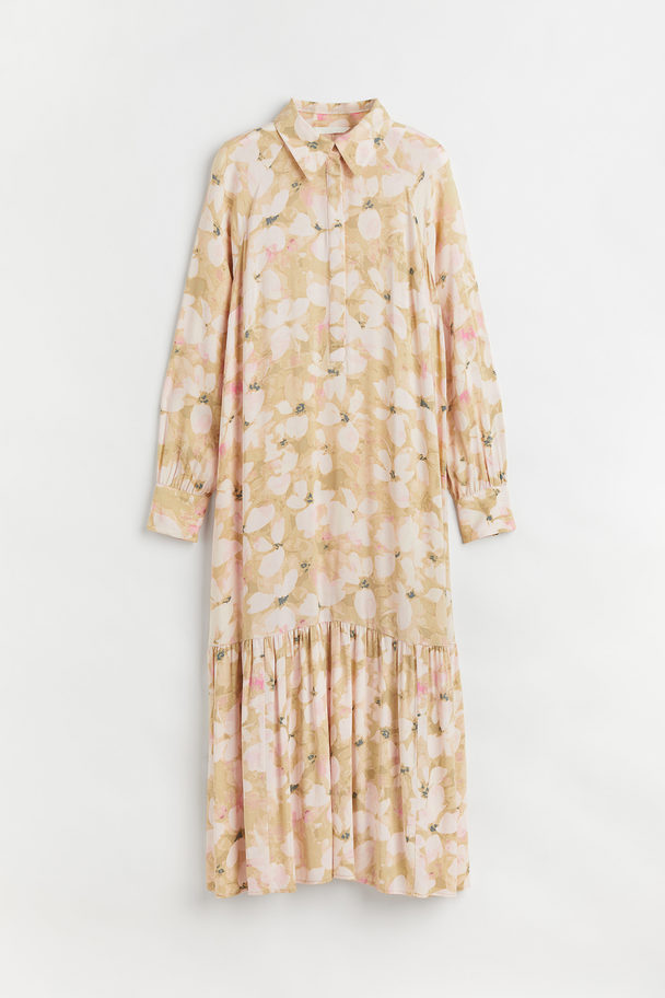 H&M Patterned Shirt Dress Beige/floral