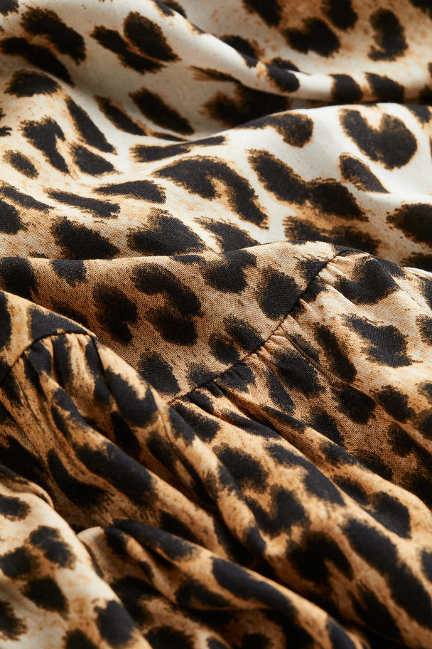 H&M Patterned Shirt Dress Brown/leopard Print