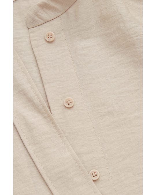 COS Relaxed-fit Grandad-collar Shirt Beige