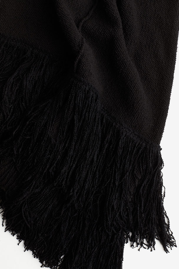 H&M Strickkleid mit Fransenbesatz Schwarz