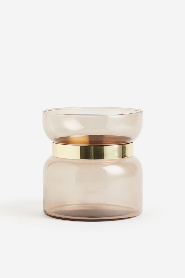 H&M HOME Glazen Vaas Met Metalen Detail Beige/goudkleurig