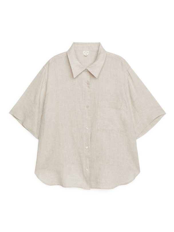ARKET Short-sleeved Linen Shirt Beige