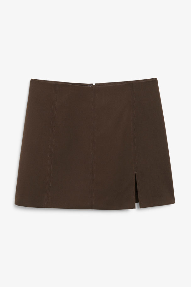 Monki Classic Brown Panel Mini Skirt Brown