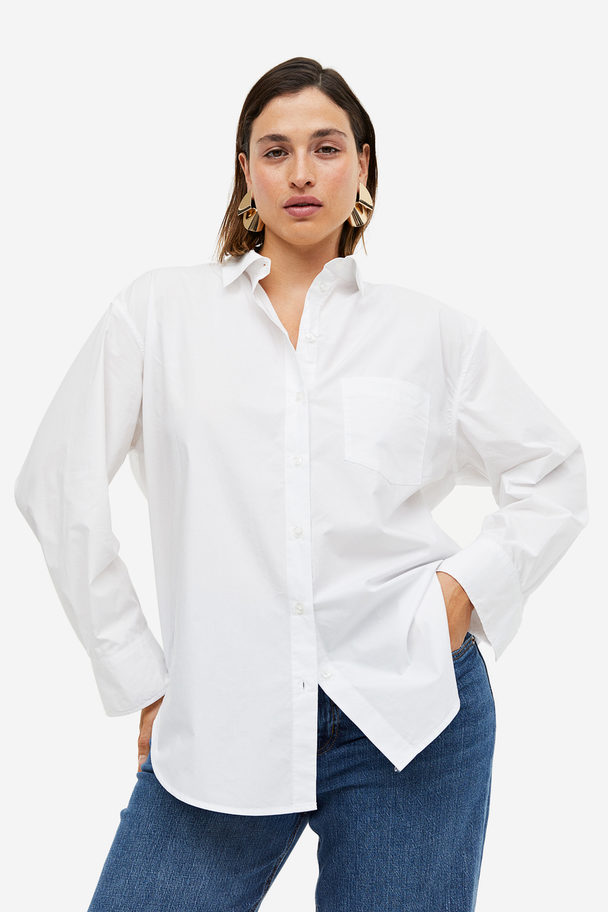 H&M Oversized Skjorte I Poplin Hvid