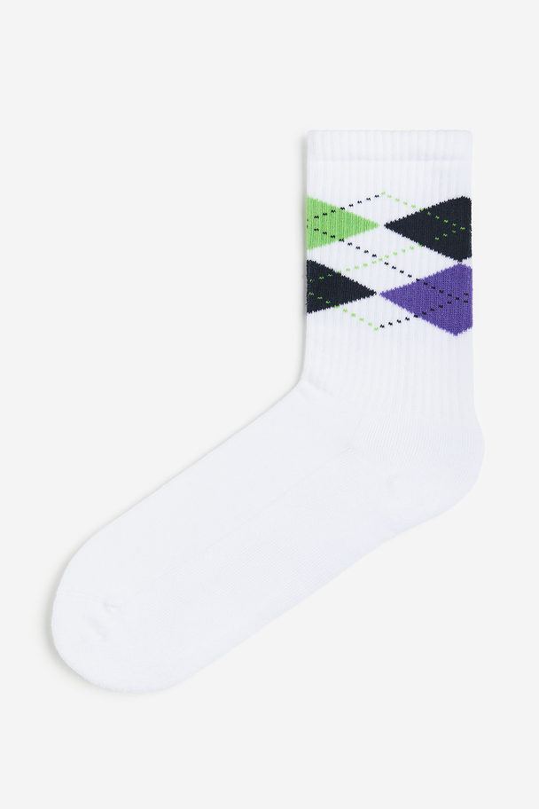 H&M Socken Weiß/Grün/Lila
