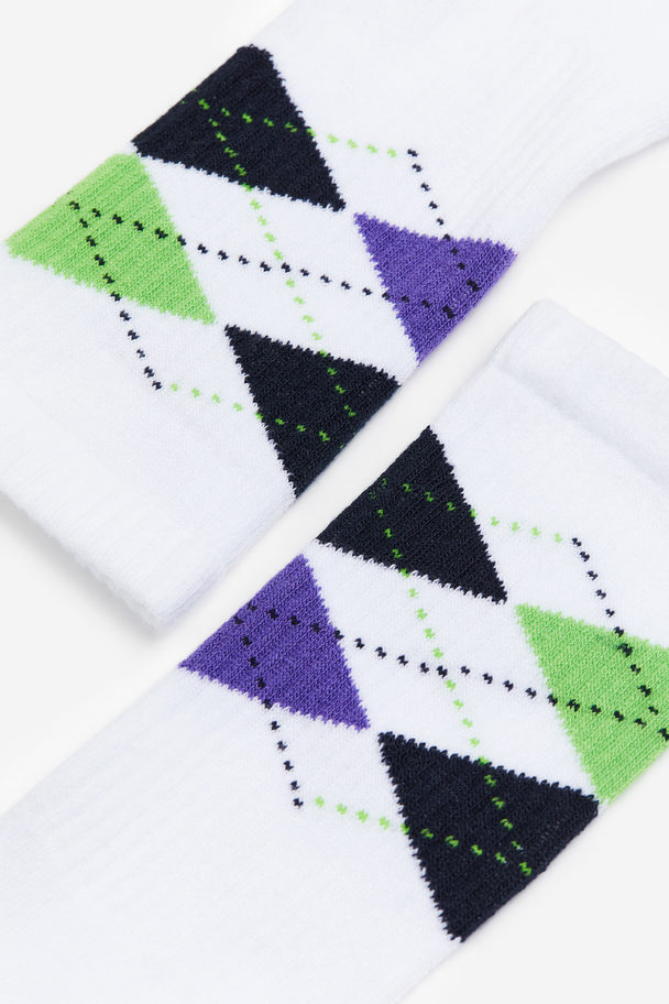H&M Sokken Wit/groen/paars