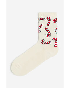Socks Beige/candy Canes