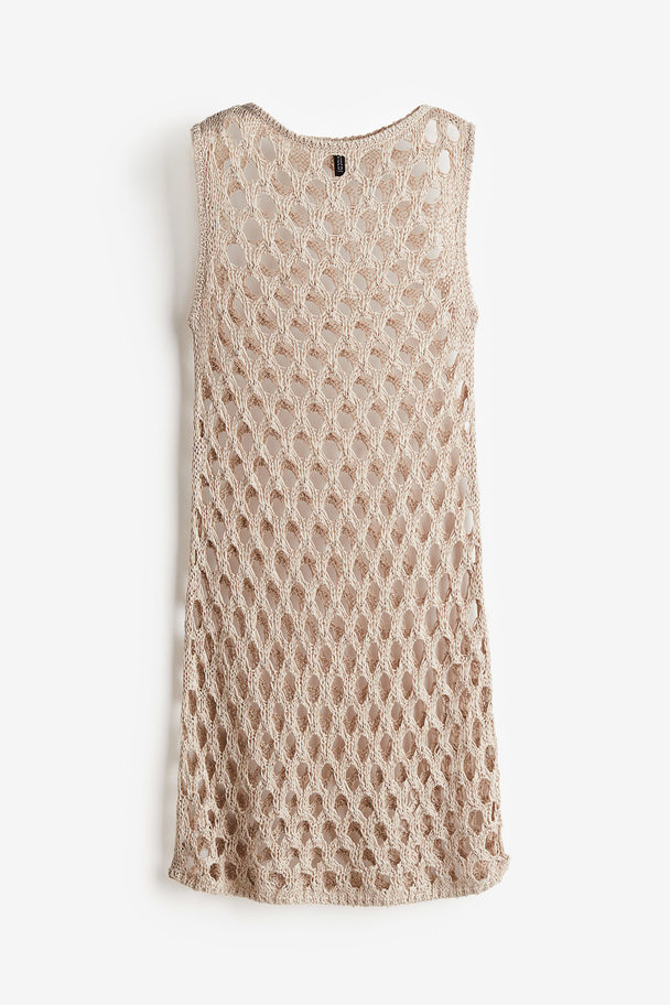 H&M Crochet-look Knitted Dress Light Beige