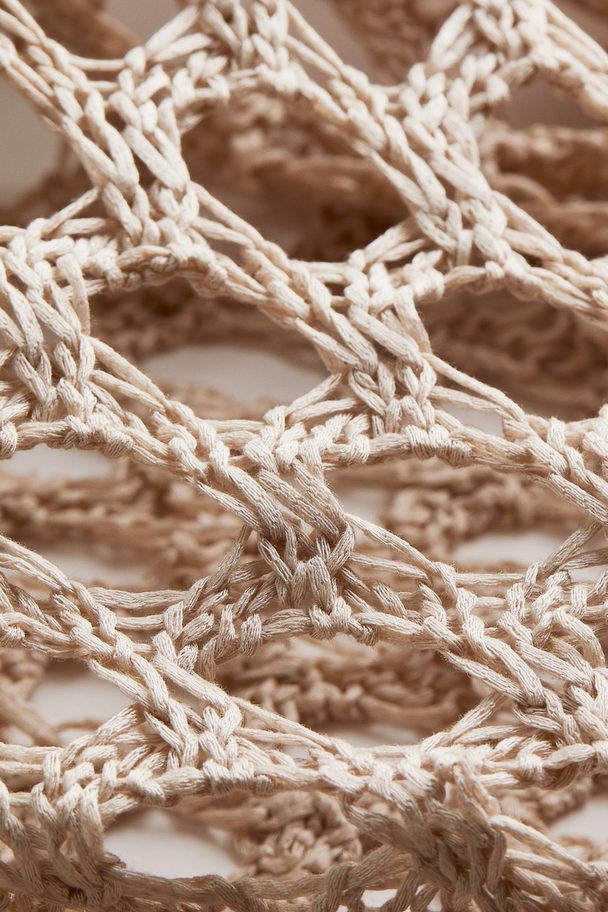 H&M Crochet-look Knitted Dress Light Beige