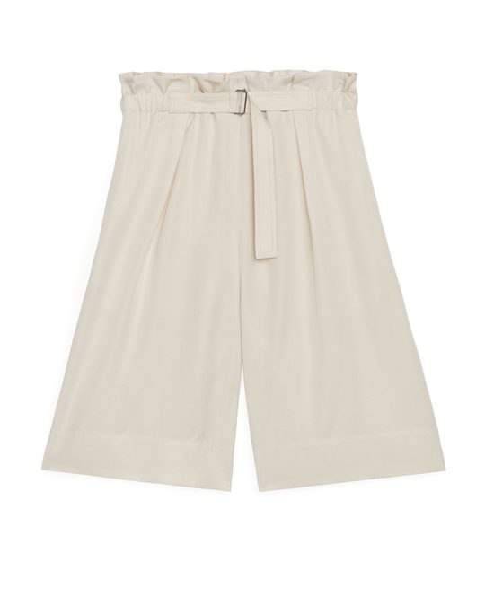 Arket Belted Lyocell Shorts Off-white