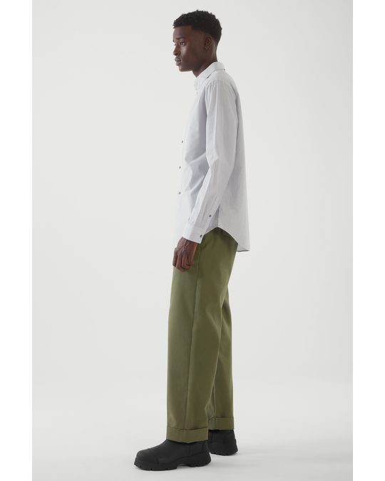 COS Regular-fit Striped Poplin Shirt White
