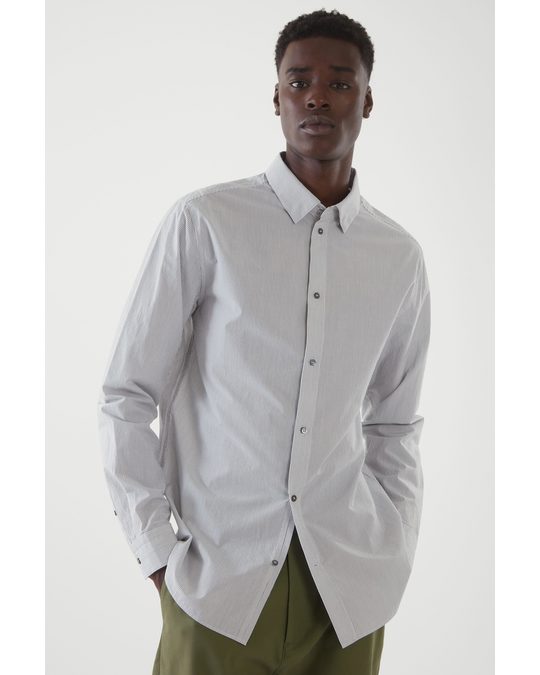 COS Regular-fit Striped Poplin Shirt White