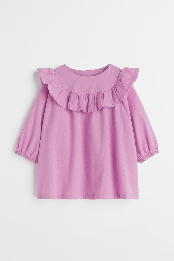 H&M Flounce-trimmed Dress Pinky-purple