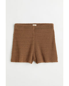 Knitted Cotton Shorts Dark Beige
