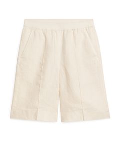 Knee-length Linen Shorts Off White