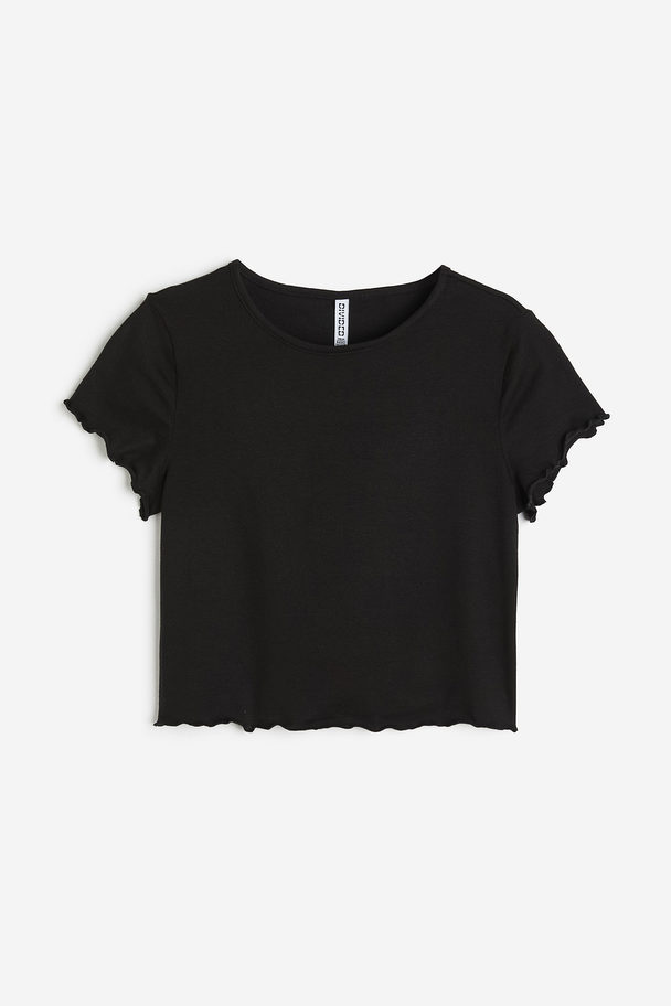H&M Cropped T-shirt Zwart