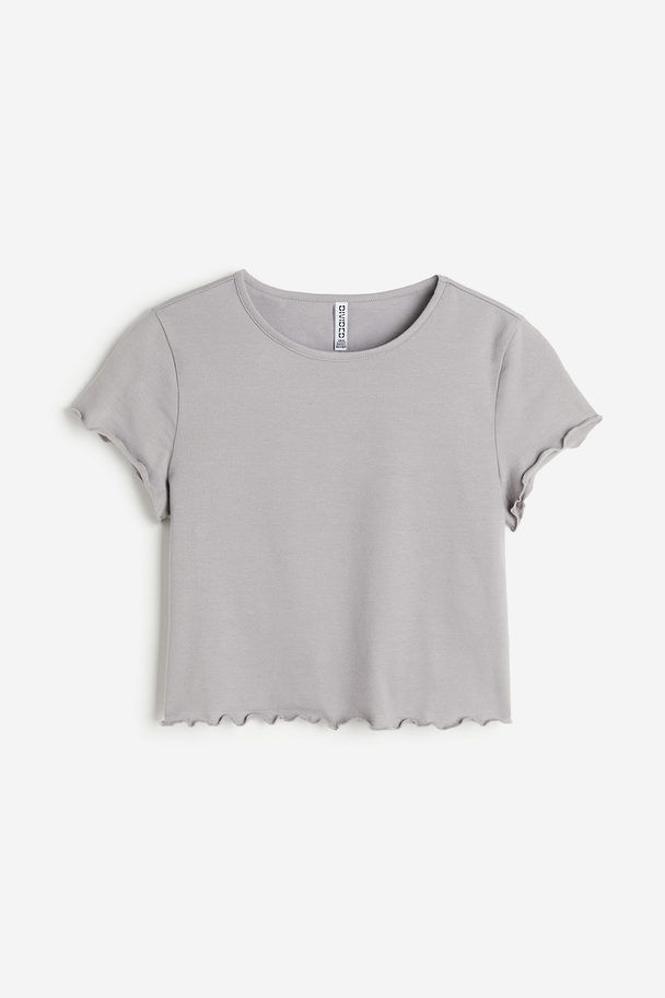H&M Cropped T-shirt Light Grey