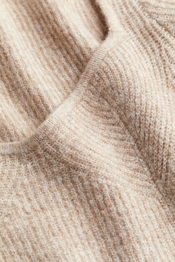 H&M Rib-knit Dress Beige Marl