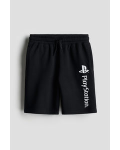 Print-motif Sweatshorts Black/playstation