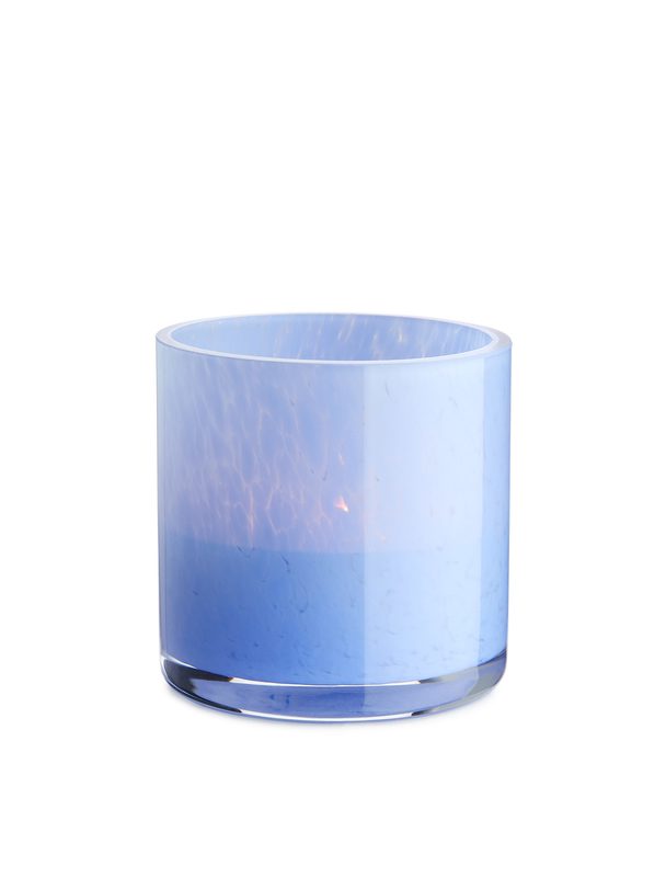 ARKET Teelichthalter aus Glas, 6 cm Hellblau