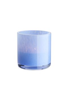 Teelichthalter aus Glas, 6 cm Hellblau