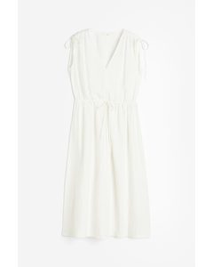 Drawstring-detail Dress White