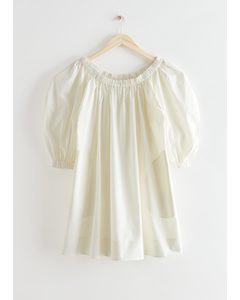 Voluminous A-line Mini Dress Cream
