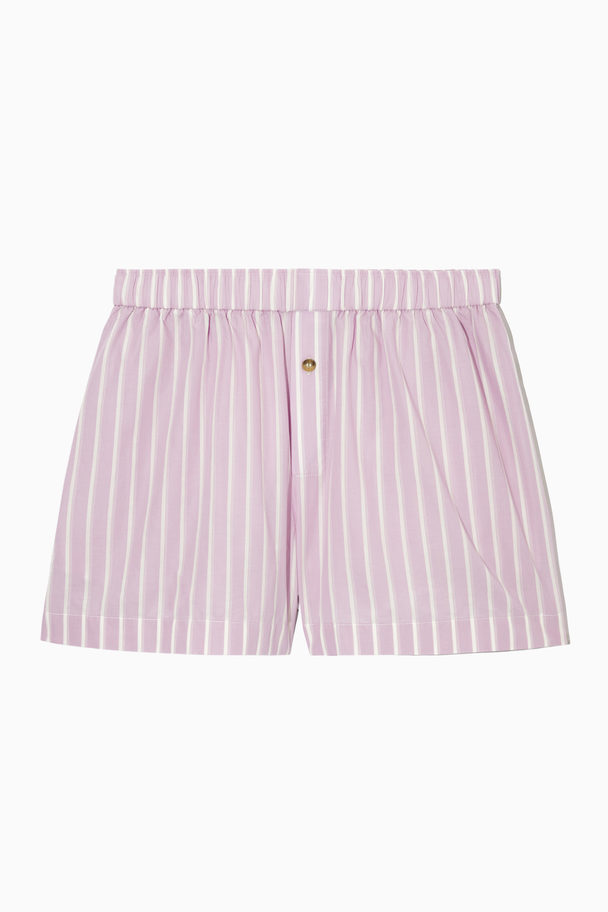 COS Relaxed-fit Poplin Shorts Light Pink / White