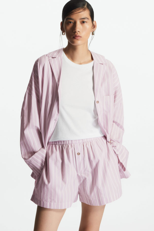 COS Relaxed-fit Poplin Shorts Light Pink / White