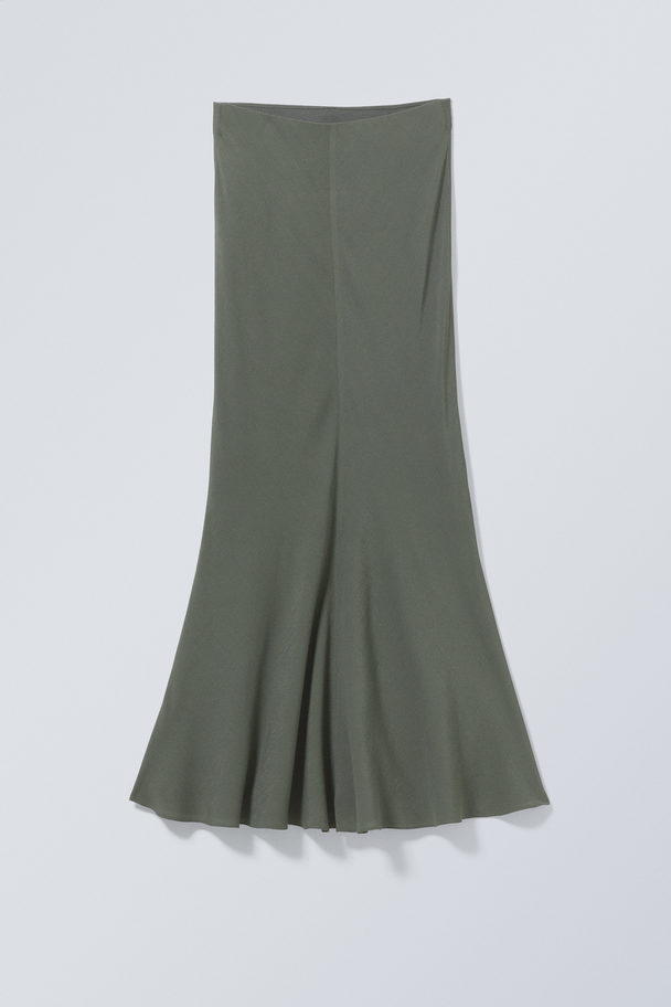 Weekday Paige Long Skirt Dark Khaki Green