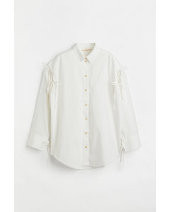 Oversized Bluse aus Leinenmix Weiß