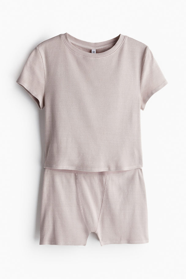 H&M Pyjamas Med T-shirt Och Boxershorts Ljus Dimrosa