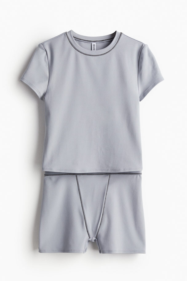 H&M Pyjamas Med T-shirt Och Boxershorts Grå