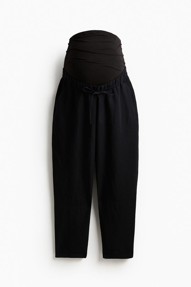 H&M Mama Linen-blend Trousers Black