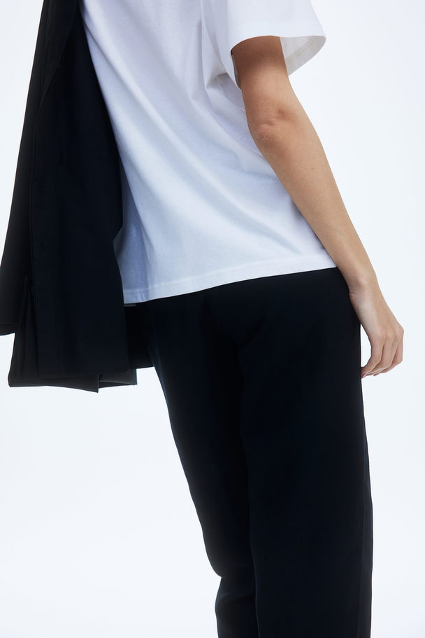 H&M Mama Linen-blend Trousers Black