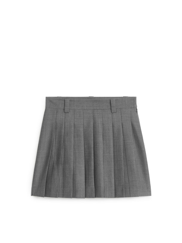 ARKET Pleated Wool-blend Mini Skirt Grey