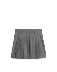 Pleated Wool-blend Mini Skirt Grey