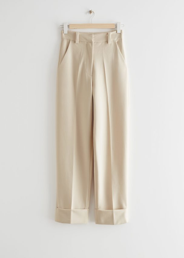 & Other Stories Relaxed Press Crease Trousers Beige